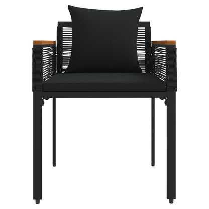 Outdoor Furniture Set with Cushion Black PE Rattan