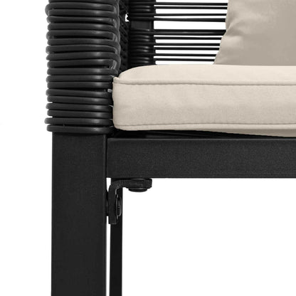 Outdoor Furniture Set Black and Cream White PE Rattan