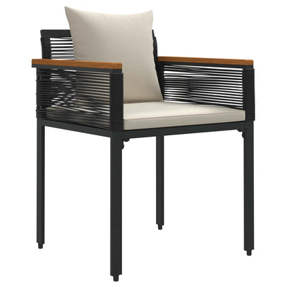 Outdoor Furniture Set Black and Cream White PE Rattan