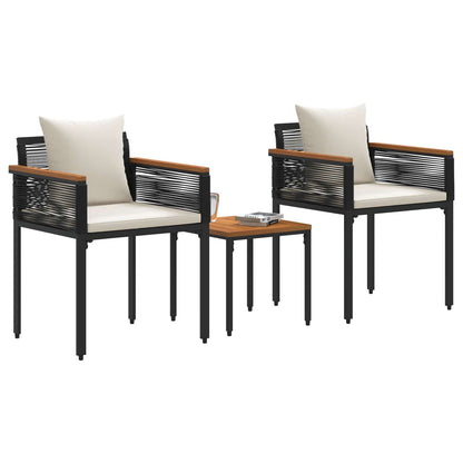 Outdoor Furniture Set Black and Cream White PE Rattan