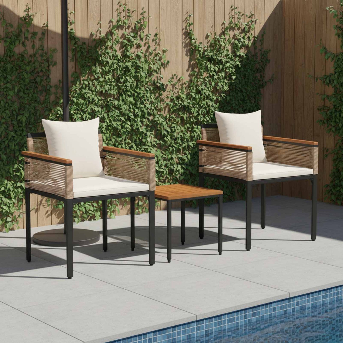 Outdoor Furniture Set Beige and Cream White PE Rattan