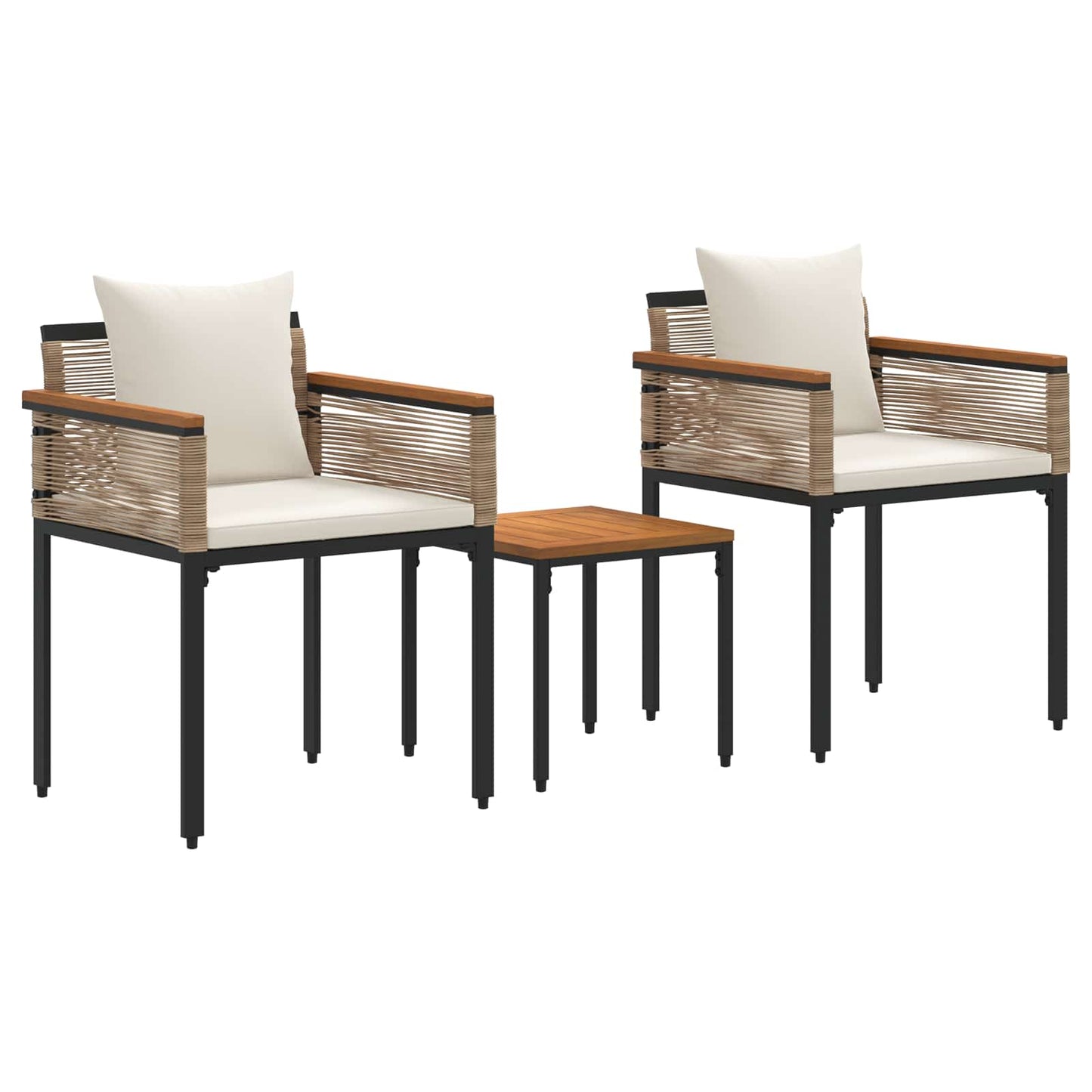 Outdoor Furniture Set Beige and Cream White PE Rattan