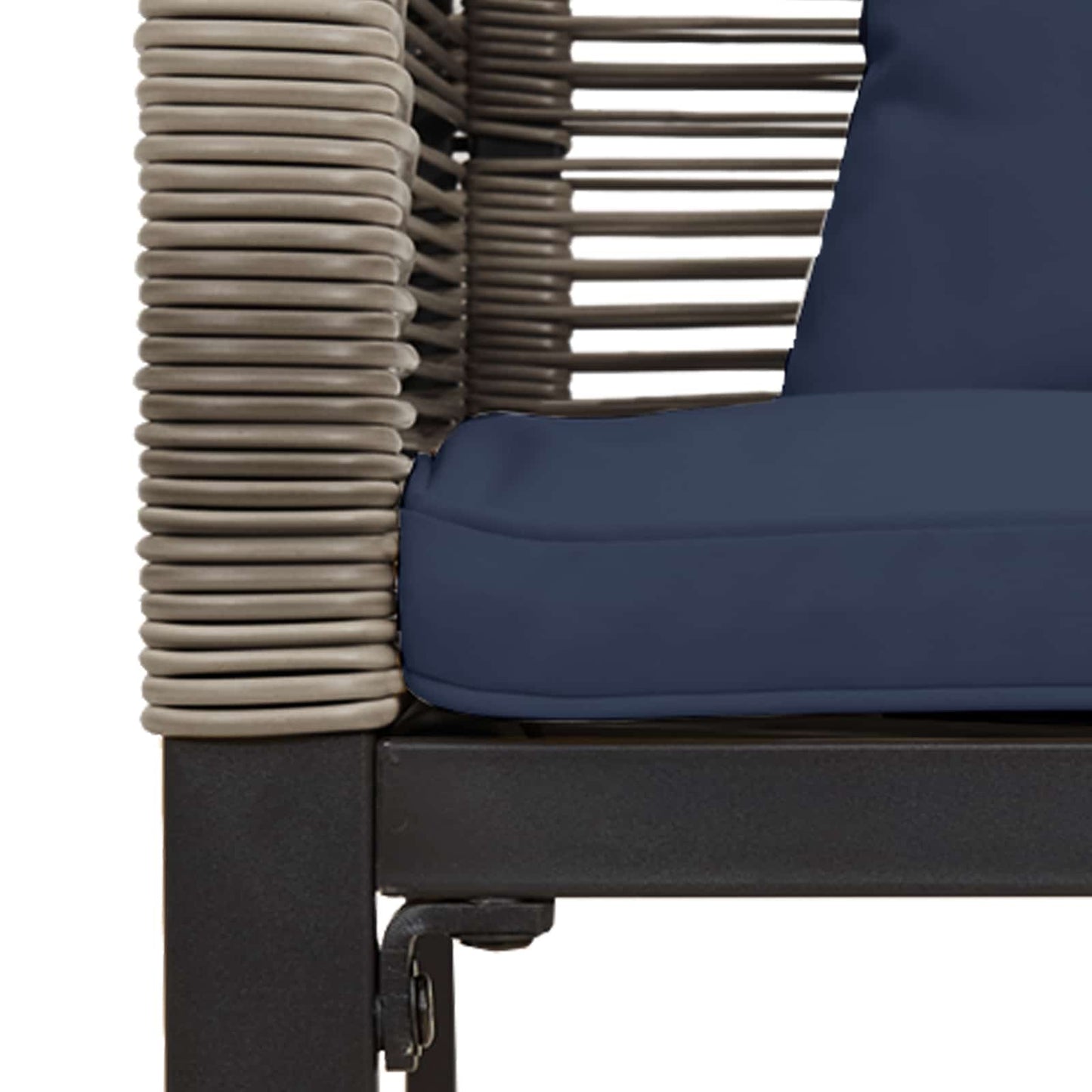 Outdoor Furniture Set Grey and Navy Blue Poly Rattan