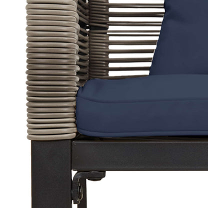 Outdoor Furniture Set Grey and Navy Blue Poly Rattan