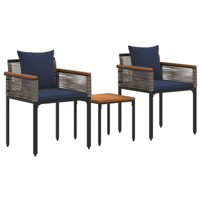 Outdoor Furniture Set Grey and Navy Blue Poly Rattan