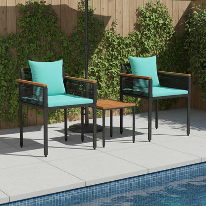 Outdoor Furniture Set Black and Turquoise PE Rattan