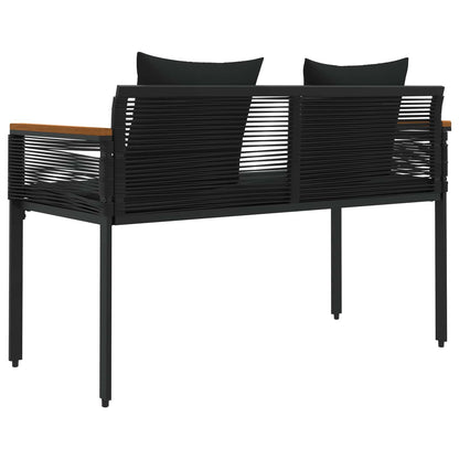 Outdoor Bench with Cushion Black 117 x 54 x 74.5 cm Poly Rattan