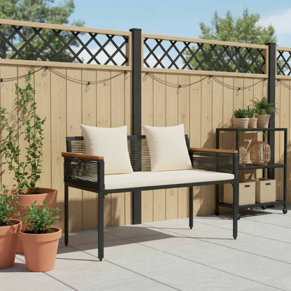 Outdoor Bench Black and Cream White 117 x 54 x 74.5 cm