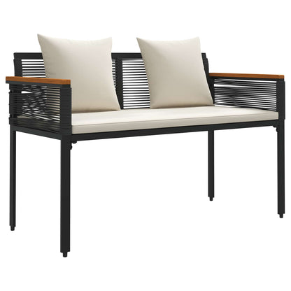Outdoor Bench Black and Cream White 117 x 54 x 74.5 cm