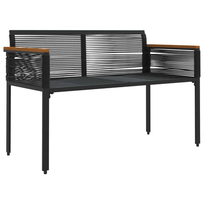 Outdoor Bench Black and Cream White 117 x 54 x 74.5 cm