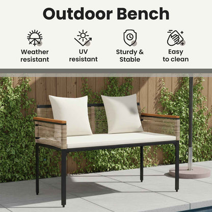 Outdoor Bench Beige and Cream White 117 x 54 x 74.5 cm