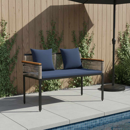 Outdoor Bench Grey and Navy Blue 117 x 54 x 74.5 cm Poly Rattan