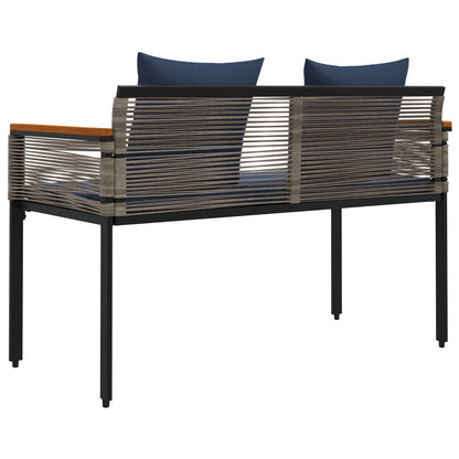 Outdoor Bench Grey and Navy Blue 117 x 54 x 74.5 cm Poly Rattan