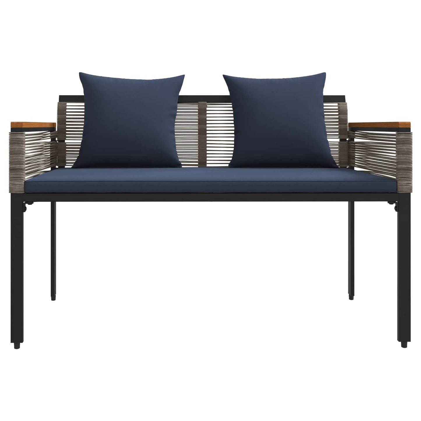 Outdoor Bench Grey and Navy Blue 117 x 54 x 74.5 cm Poly Rattan