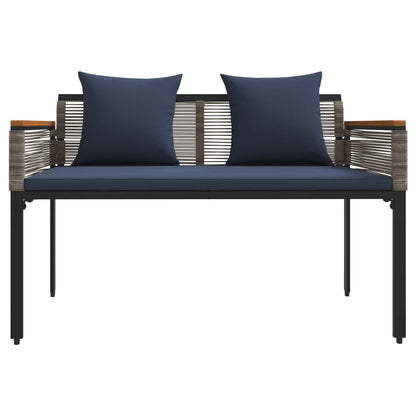 Outdoor Bench Grey and Navy Blue 117 x 54 x 74.5 cm Poly Rattan