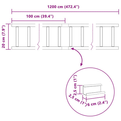 Anthracite 1200 x 2.5 x 20 cm Steel