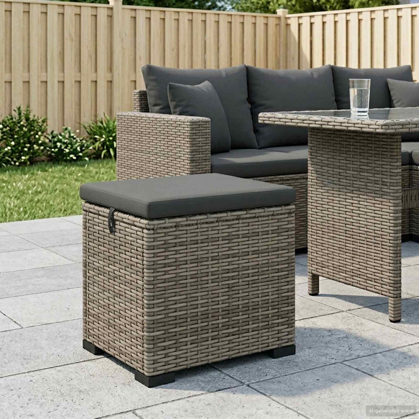 Garden Footstool with Cushion 40 x 30 x 40 cm