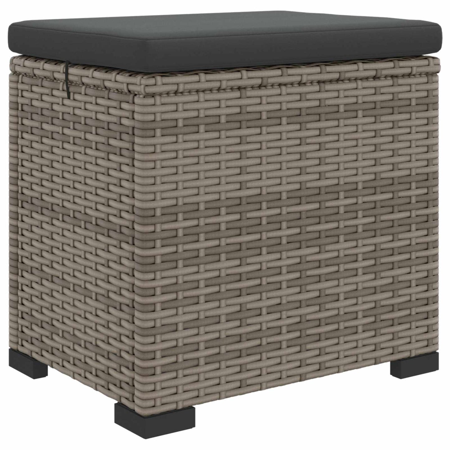 Garden Footstool with Cushion 2 pcs Grey Poly Rattan
