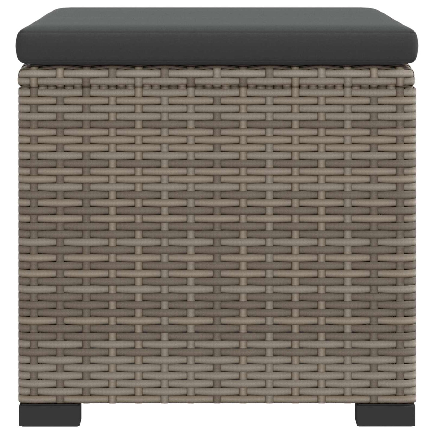 Garden Footstool with Cushion 2 pcs Grey Poly Rattan