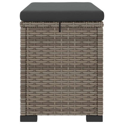 Garden Footstool with Cushion 2 pcs Grey Poly Rattan