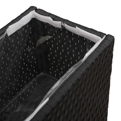 Tall Planter Black 55 x 22 x 70 cm Poly Rattan