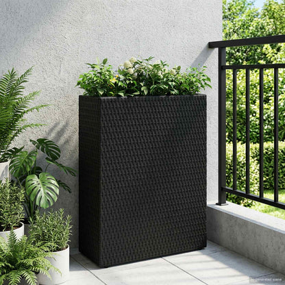 Tall Planter Black 55 x 22 x 70 cm Poly Rattan