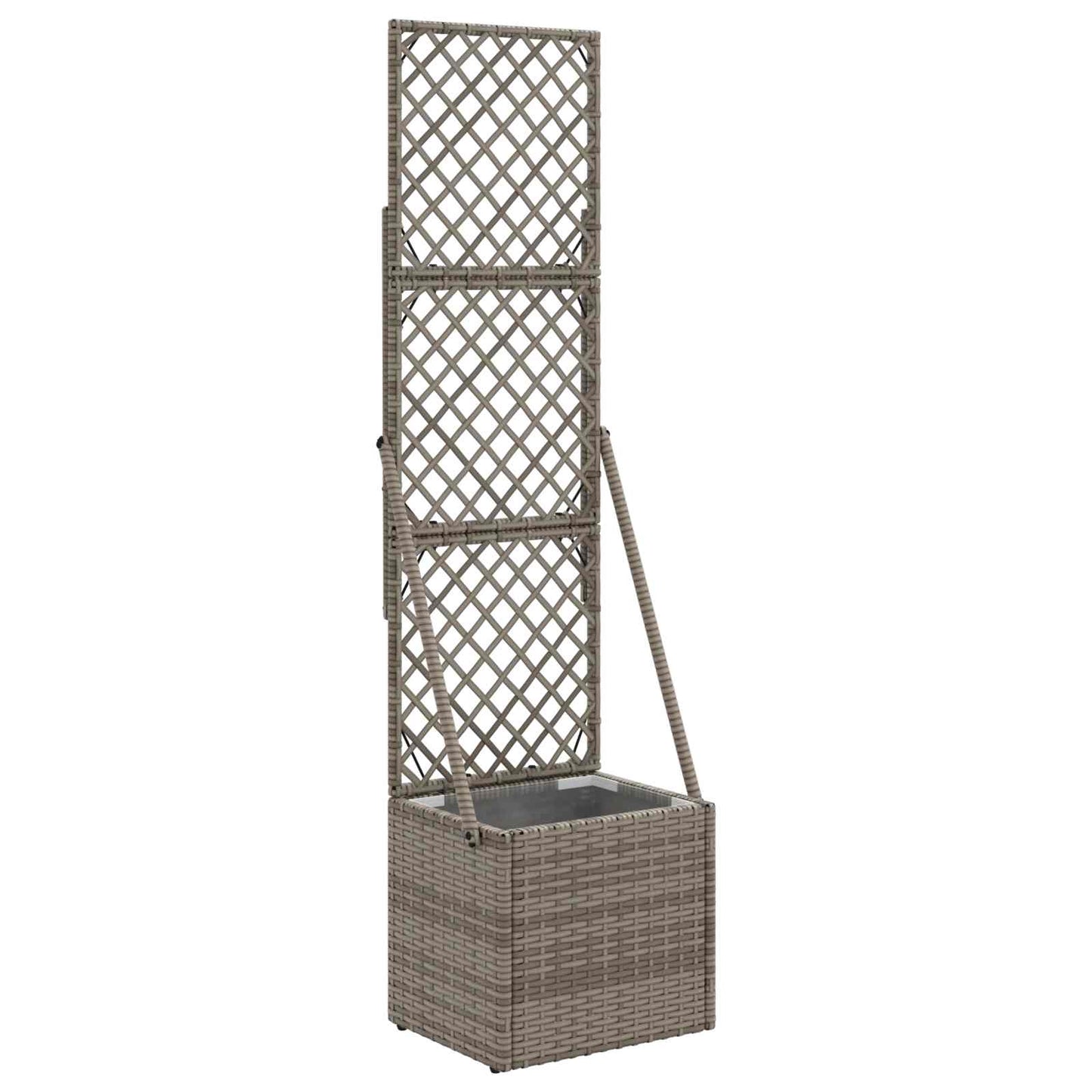 Garden Planter with Trellis Grey 35 x 30 x 135 cm Poly Rattan