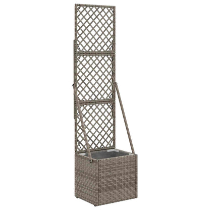Garden Planter with Trellis Grey 35 x 30 x 135 cm Poly Rattan