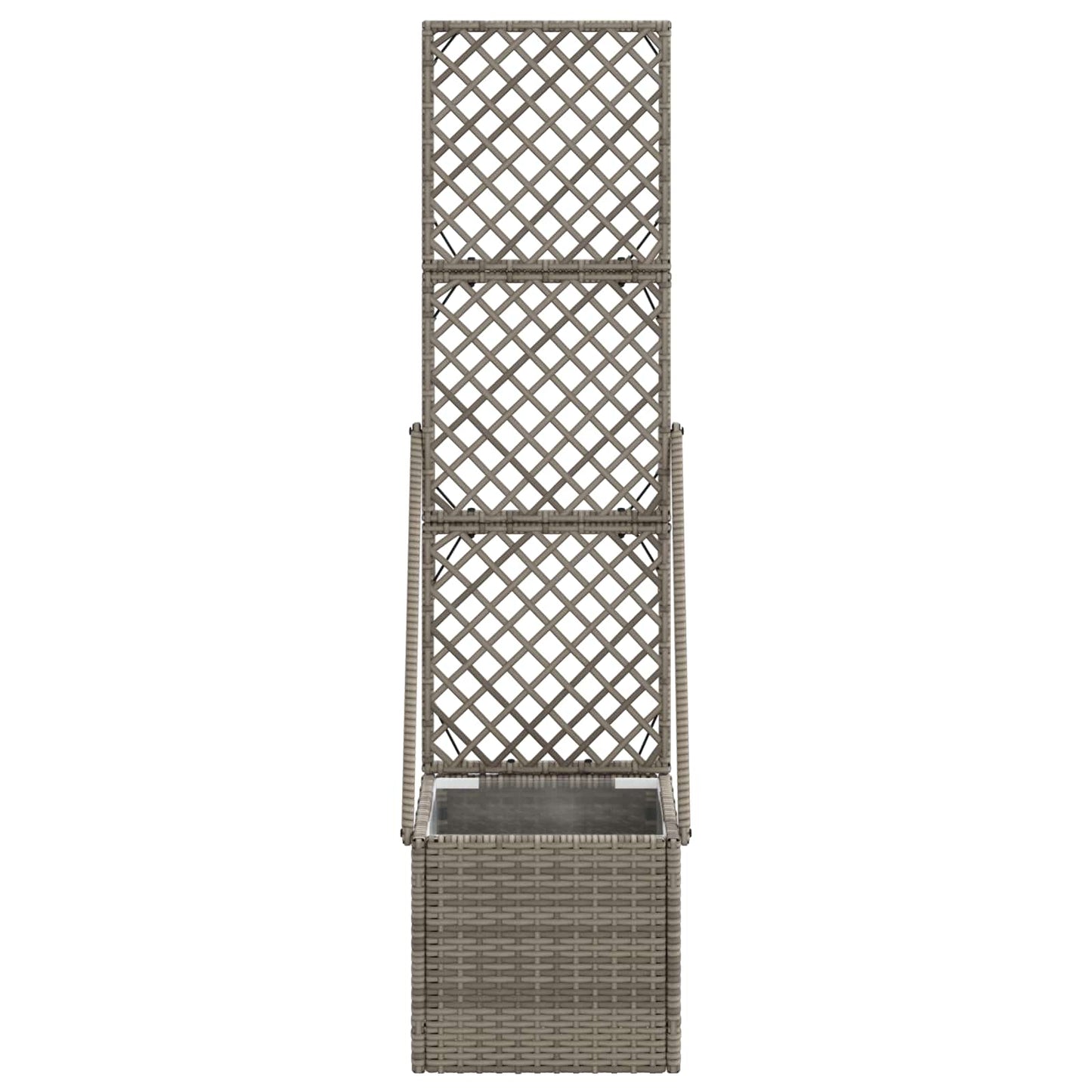 Garden Planter with Trellis Grey 35 x 30 x 135 cm Poly Rattan