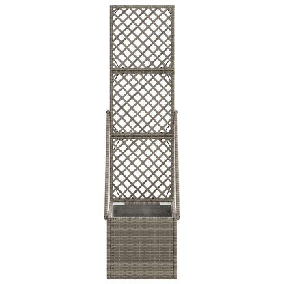Garden Planter with Trellis Grey 35 x 30 x 135 cm Poly Rattan