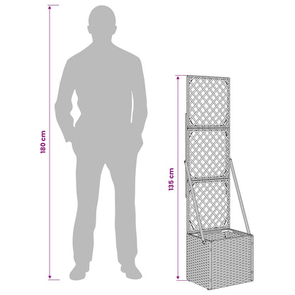 Garden Planter with Trellis Grey 35 x 30 x 135 cm Poly Rattan