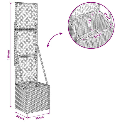 Garden Planter with Trellis Grey 35 x 30 x 135 cm Poly Rattan
