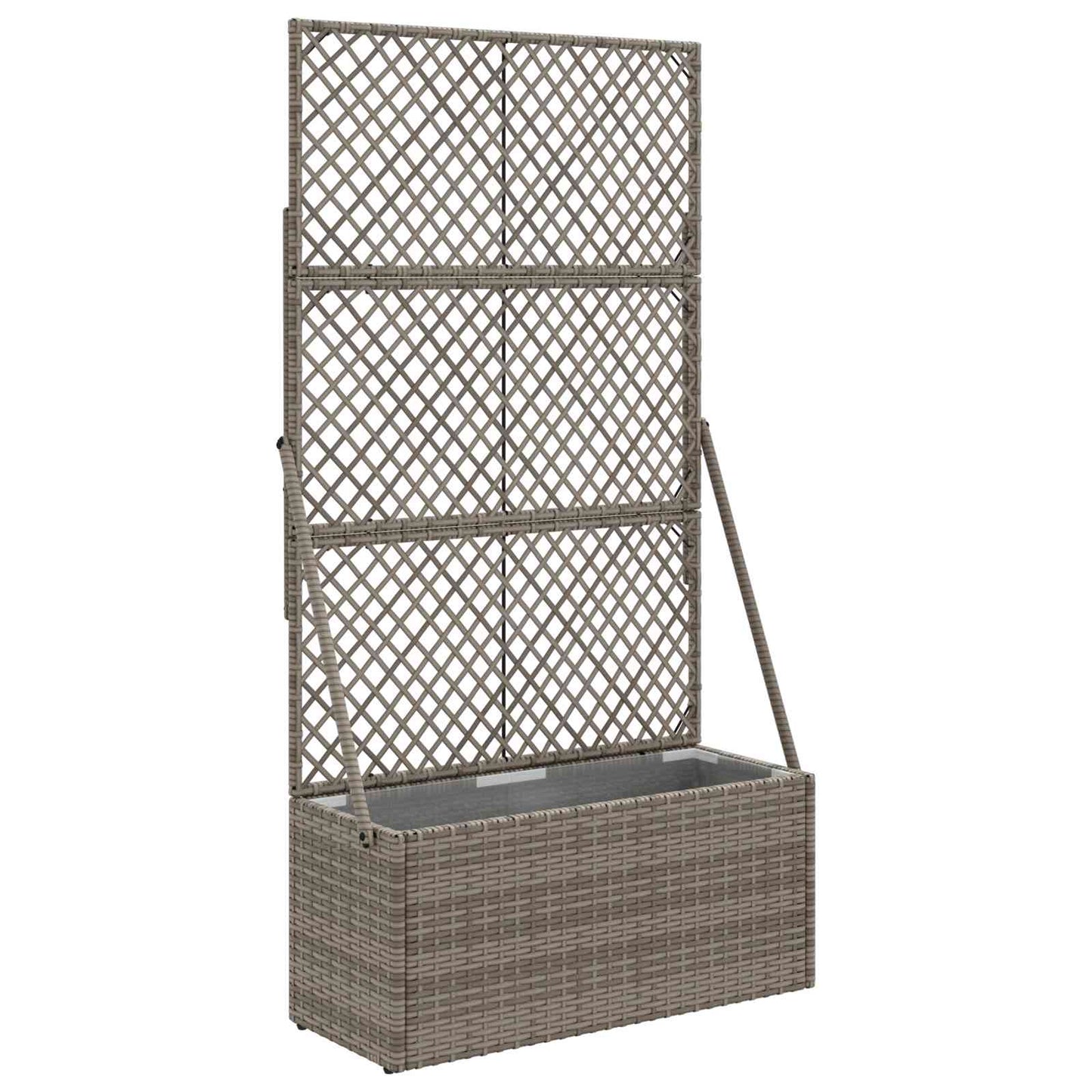 Garden Planter with Trellis Grey 70 x 30 x 135 cm Poly Rattan
