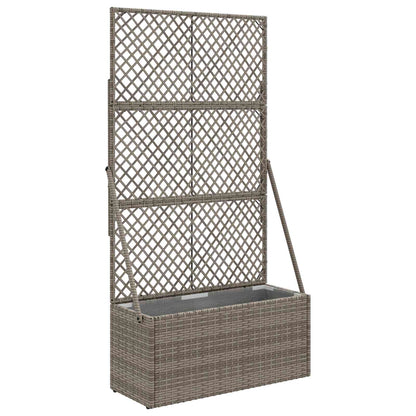 Garden Planter with Trellis Grey 70 x 30 x 135 cm Poly Rattan