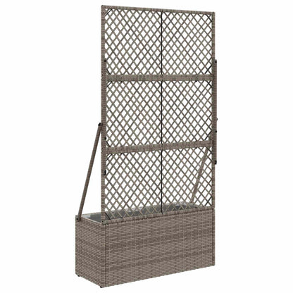 Garden Planter with Trellis Grey 70 x 30 x 135 cm Poly Rattan