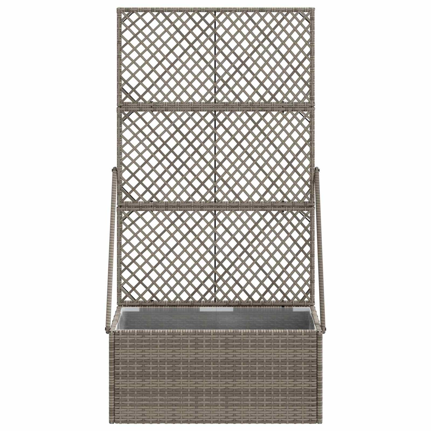 Garden Planter with Trellis Grey 70 x 30 x 135 cm Poly Rattan