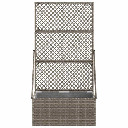 Garden Planter with Trellis Grey 70 x 30 x 135 cm Poly Rattan