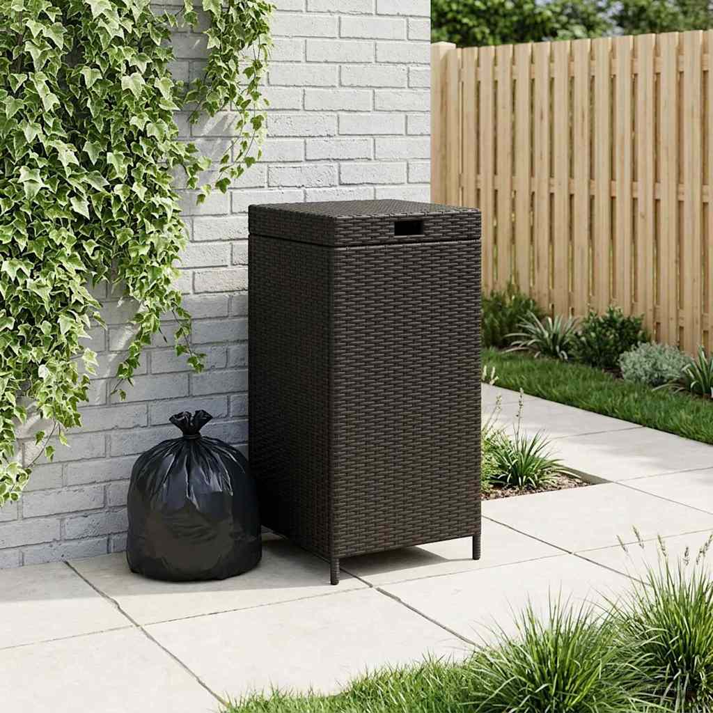 Outdoor Garbage Bin Black 40 x 40 x 80 cm Poly Rattan