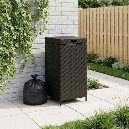 Outdoor Garbage Bin Black 40 x 40 x 80 cm Poly Rattan
