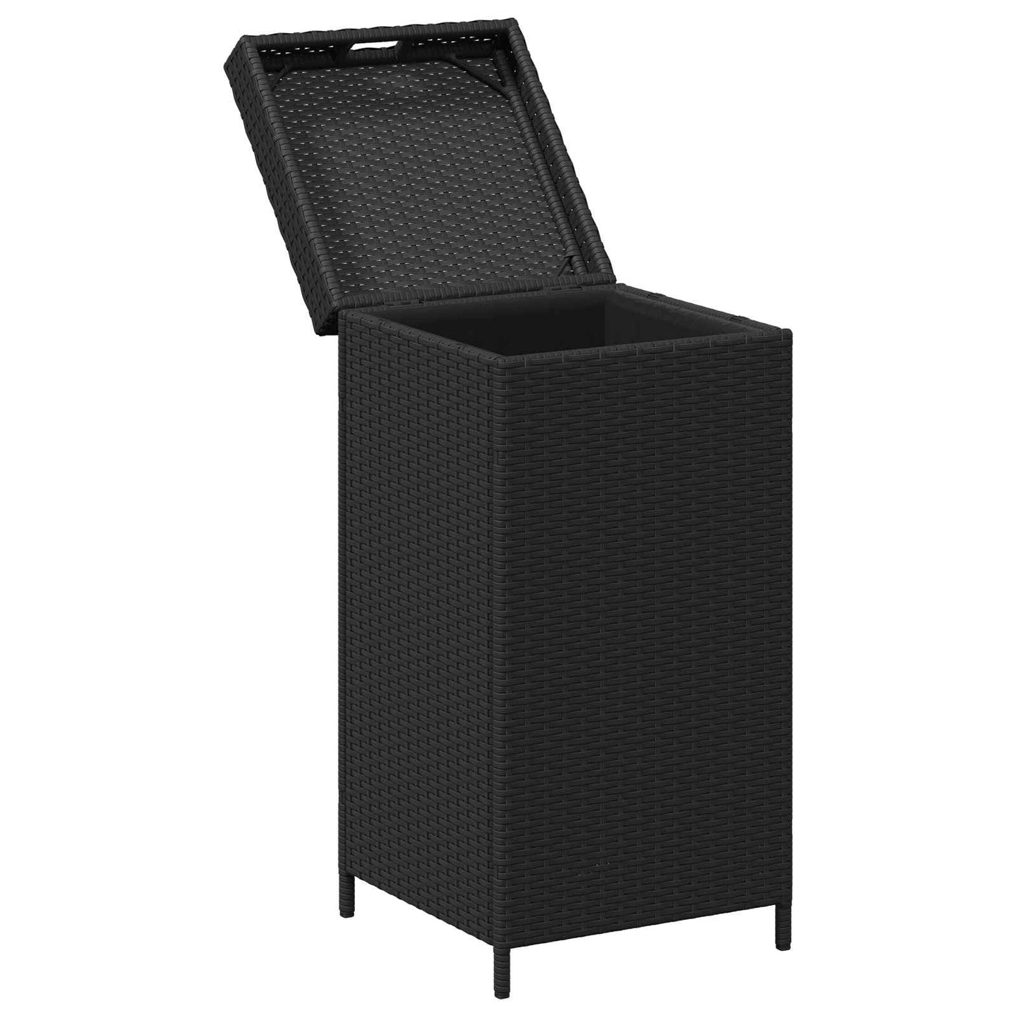 Outdoor Garbage Bin Black 40 x 40 x 80 cm Poly Rattan