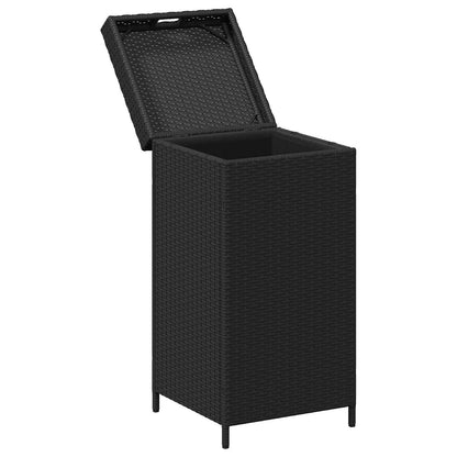Outdoor Garbage Bin Black 40 x 40 x 80 cm Poly Rattan