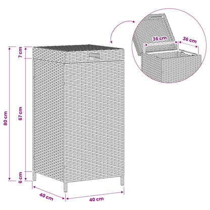 Outdoor Garbage Bin Black 40 x 40 x 80 cm Poly Rattan