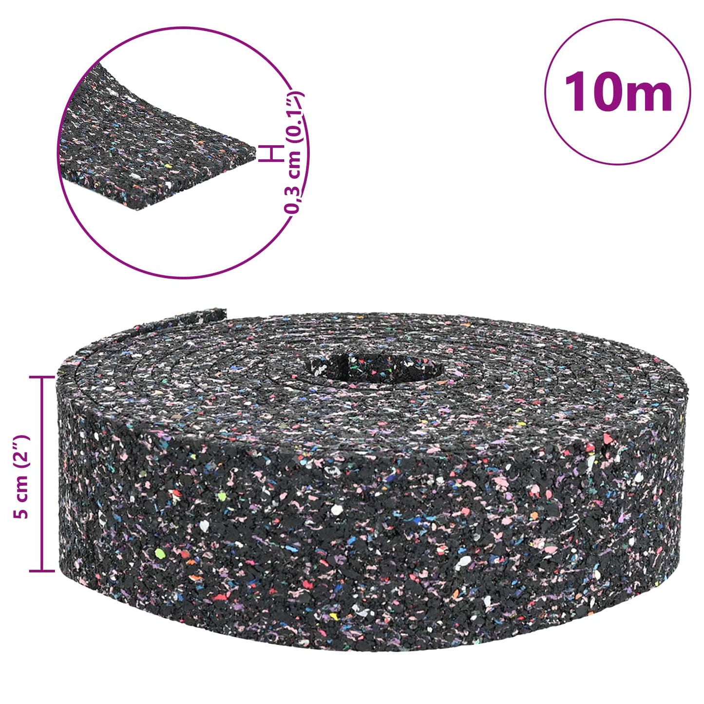 Rubber Granulate Roll Black 1000 x 5 x 0.3 cm Rubber