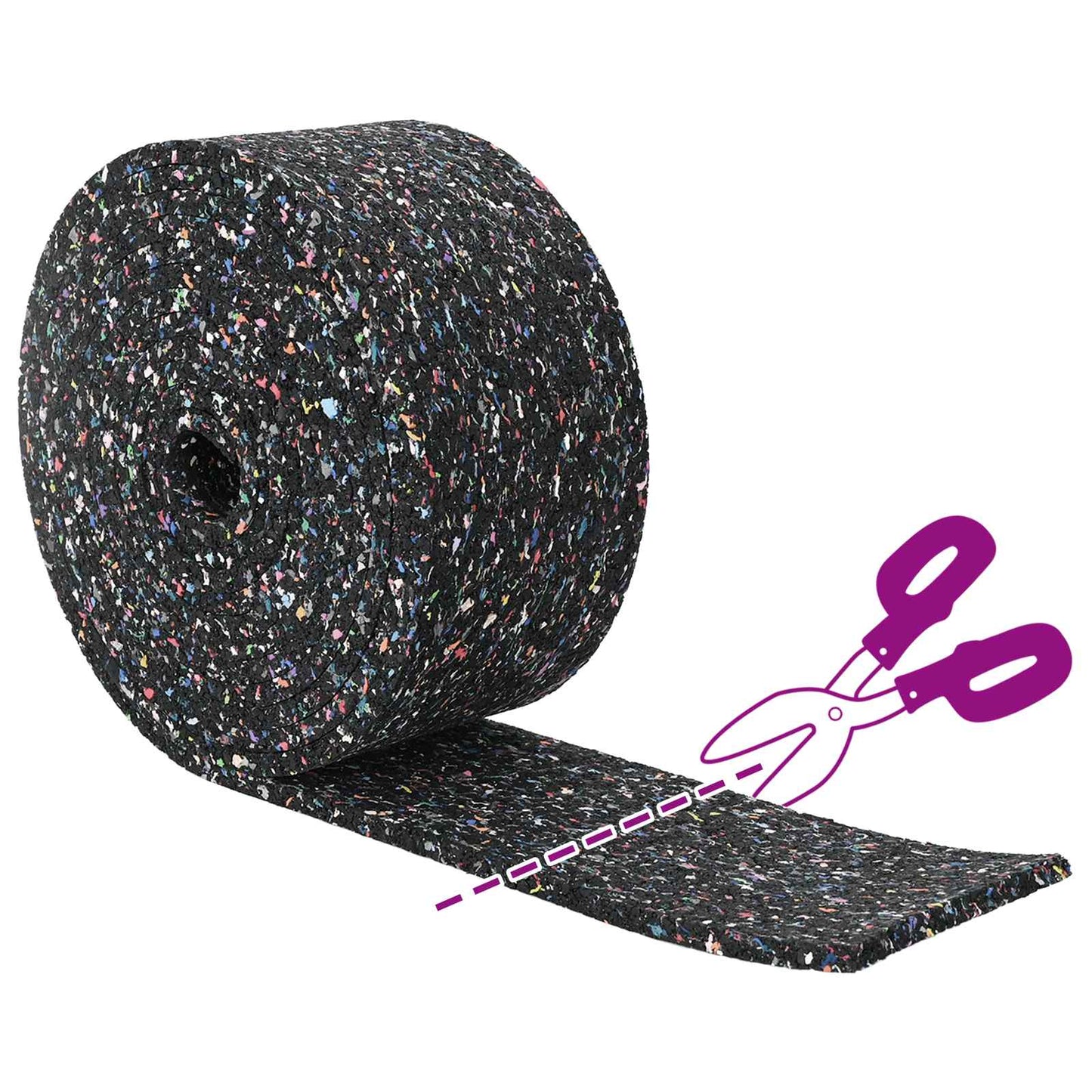 Rubber Granulate Roll Black 2000 x 10 x 0.8 cm Rubber