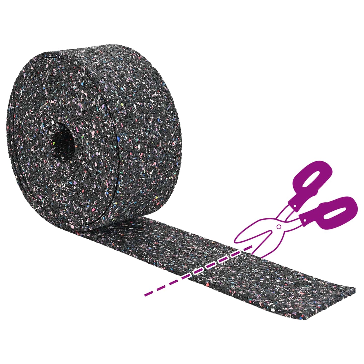 Rubber Granulate Roll Black 500 x 12 x 1 cm Rubber