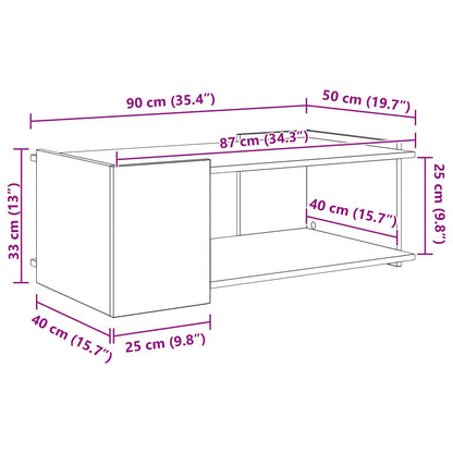 Coffee Table Black Oak 90 x 50 x 33 cm Engineered Wood