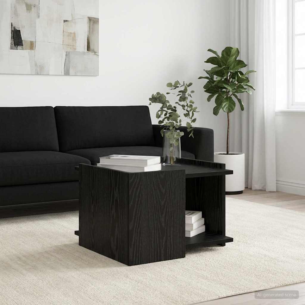 Coffee Table Black Oak 50.5 x 50 x 33 cm Engineered Wood