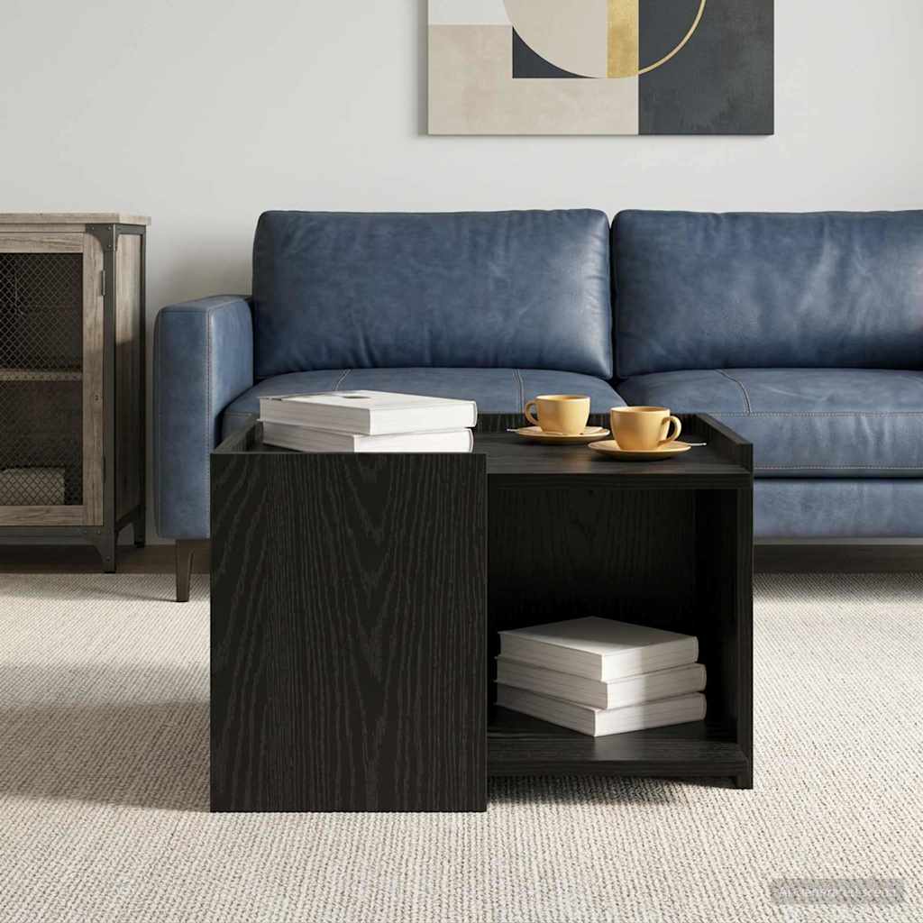 Coffee Table Black Oak 50.5 x 50 x 33 cm Engineered Wood