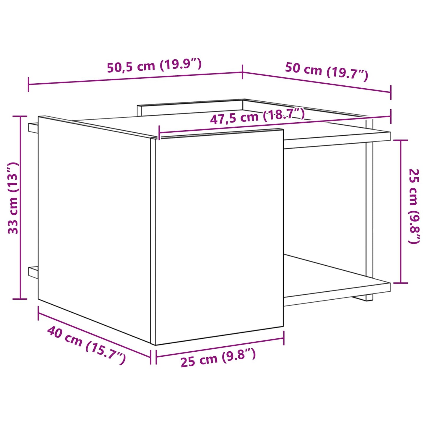 Coffee Table Grey Sonoma 50.5 x 50 x 33 cm Engineered Wood