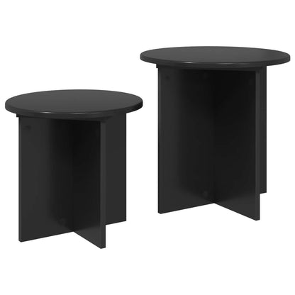 Side Table Set with Storage 2 pcs Black Oak Engineered Wood